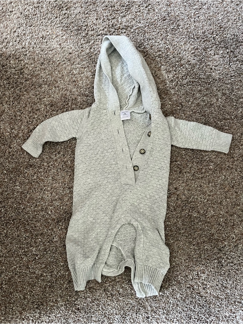 Nordstrom Hooded Knit Baby Romper in Light grey